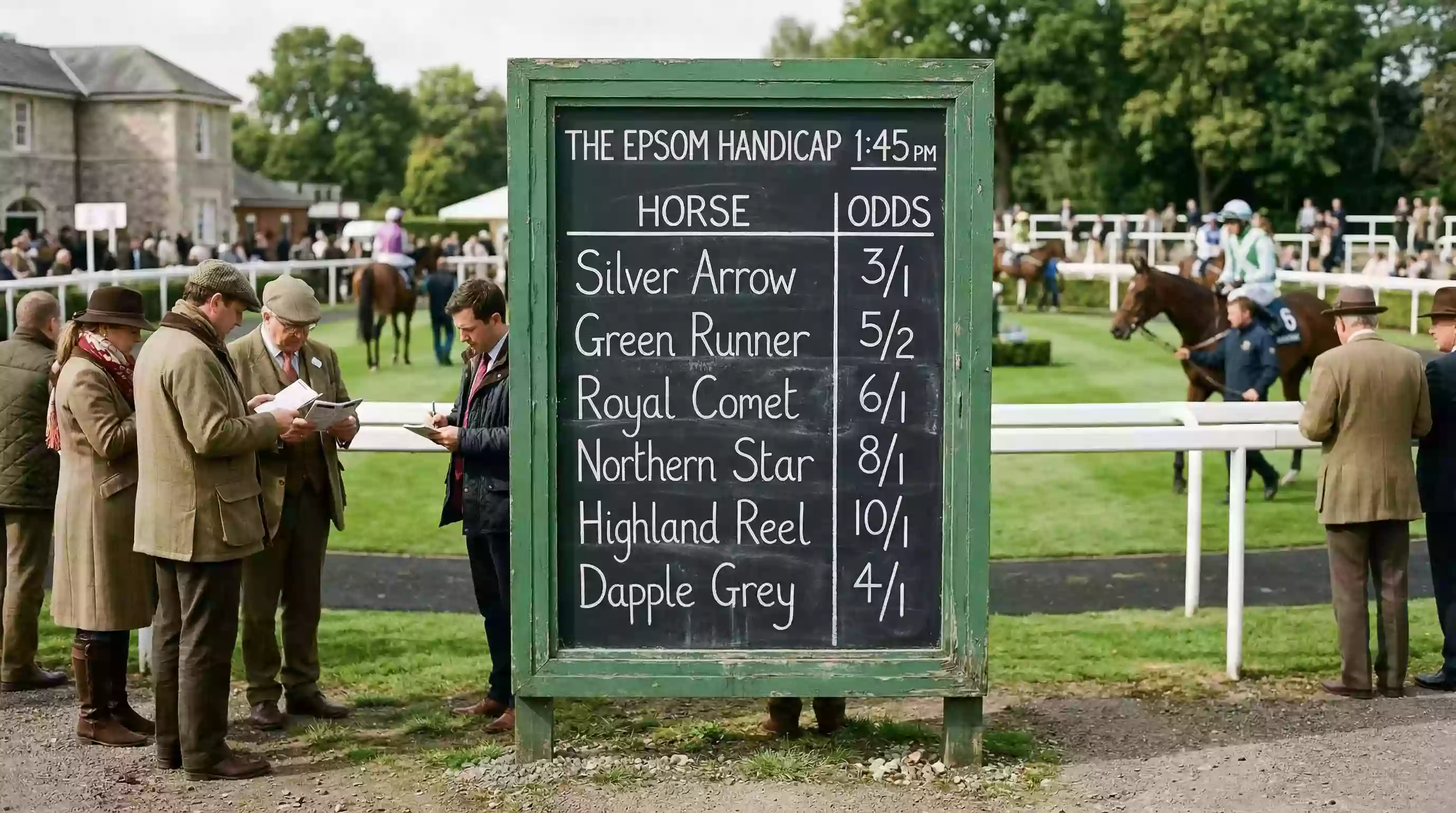 Best odds guaranteed horse racing — early morning odds board at a British racecourse